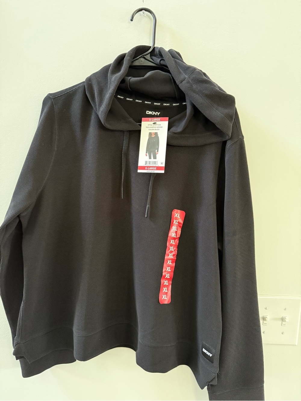 DKNY Black Women's Pullover Hooded Sweatshirt